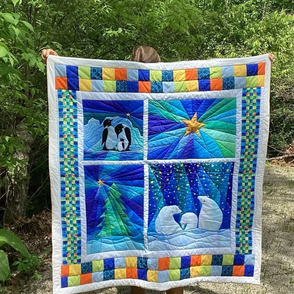 NWT. Hand Crafted Make the Season Bright Lap Quilt